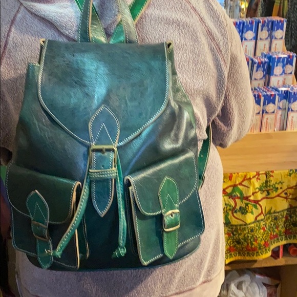 Moroccan Leather Journey Backpack - Picture 13 of 14